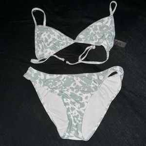 green and white bikini swimsuit